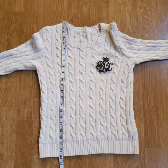 ✨ RALPH LAUREN ✨ Crest Cable-Knit Sweater - [Ivory, XXS] - Picture 9 of 13